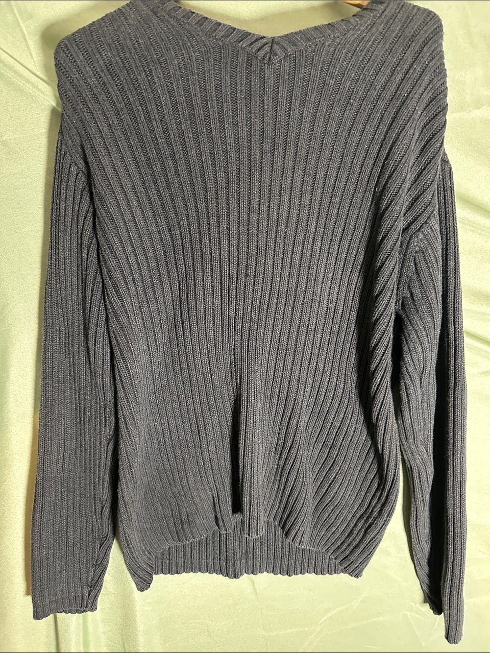 Eddie Bauer Ribbed V-Neck Sweater - Gray
